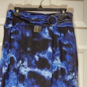 NWT Robert Louis Pull-on Lined Blue Black Skirt,  tie dye‎